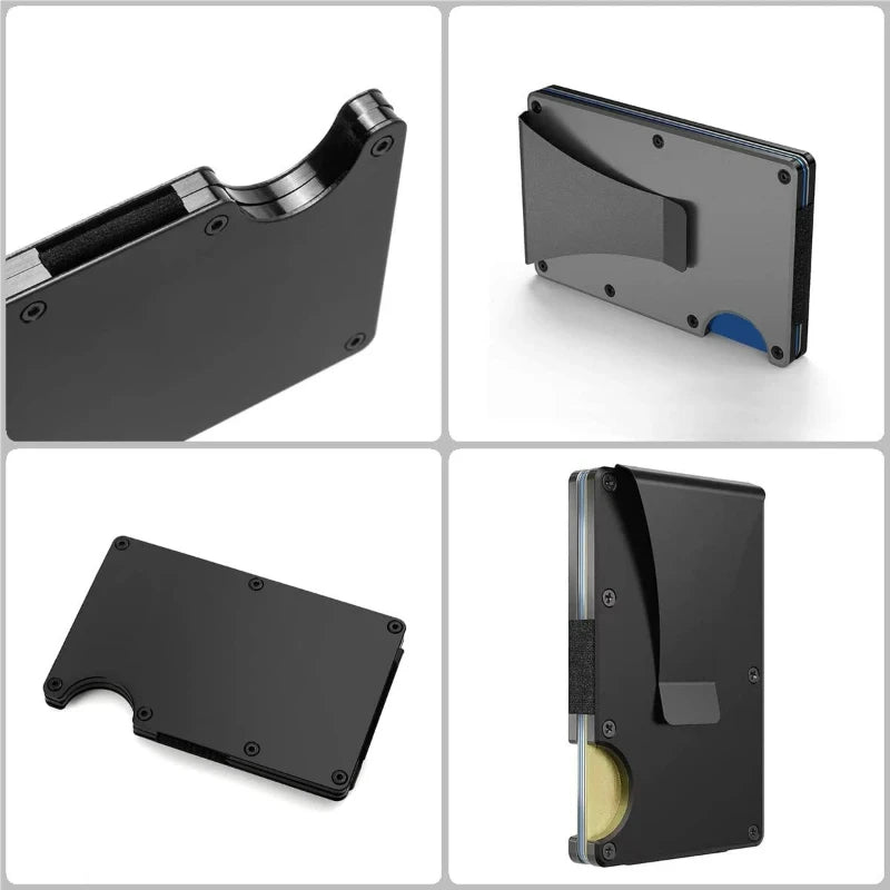 Slim RFID Blocking Metal Card Holder Wallet With Money Clip